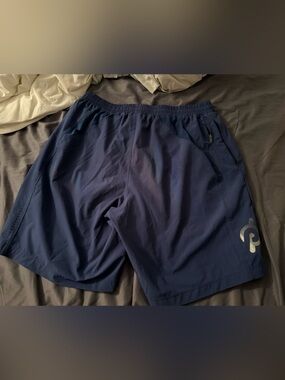 Solfire Peloton Navy Athletic Shorts with Elastic Waist